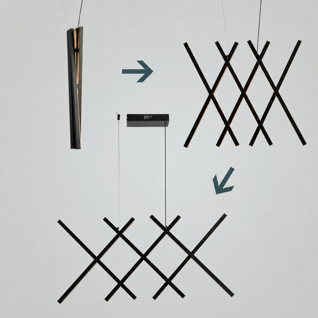 RASTER – Zwarte LED hanglamp met geometrisch design