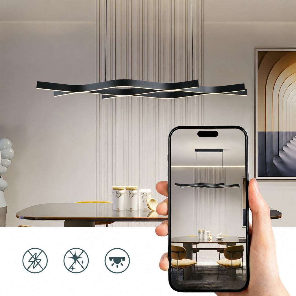 VEYA dimbare LED hanglamp met golvende lichtlijnen