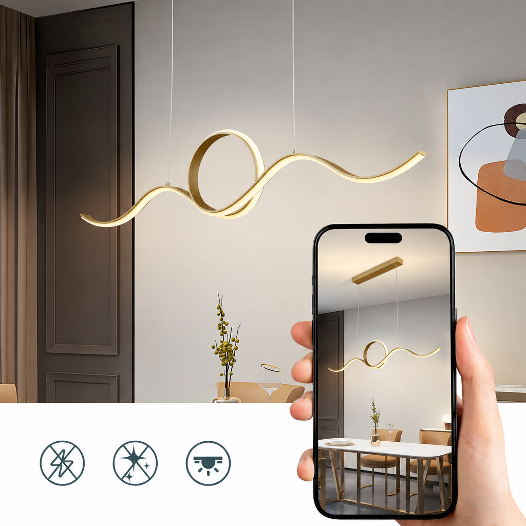 LUS dimbare LED hanglamp met goudkleurige lichtlijn