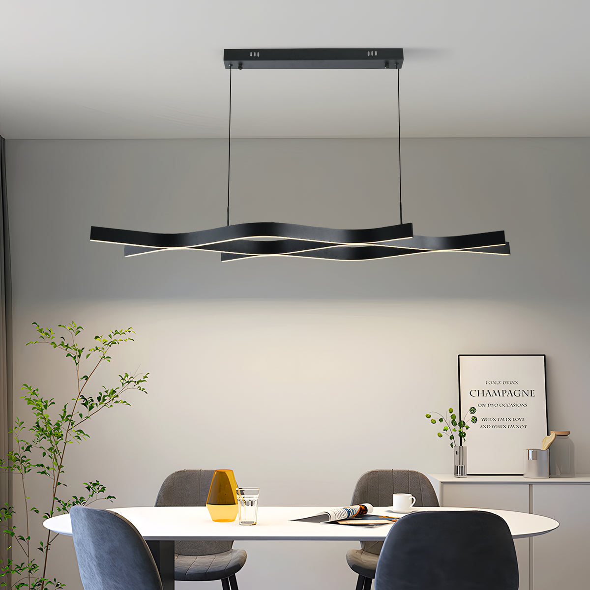 VEYA dimbare LED hanglamp met golvende lichtlijnen