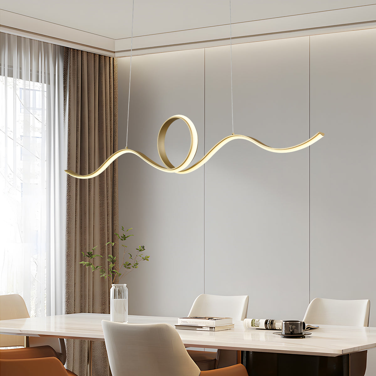 LUS dimbare LED hanglamp met goudkleurige lichtlijn